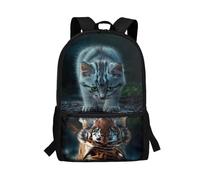 POLERO Cat Backpack Kids Back to School Bags 17 Inch Galaxy Tiger Schoolbag for Elementary 1st Grade