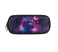 POLERO Cat Pencil Case for Girls Secondary School Stationery Pen Holder Galaxy Butterfly Pencil Pouch