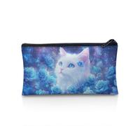 POLERO Cat Pencil Case Girls Galaxy Pen Pouch Slim Small Floral Stationery Supplies Aesthetic Stuff