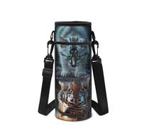 POLERO Cat Water Bottle Holder for Kids Tiger Water Bottle Carrier with Strap for Back to School Picnic Camping