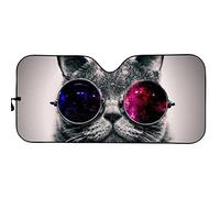 POLERO Cat with Sunglasses Sunshade for Cars Auto Novelty Windshield Sun Shade Heat Reflector Sun Visor Sun Shade