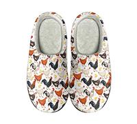 POLERO Chicken Slippers with Memory Foam Chicken Farm Hen Rooster Print Home Slippers for Bedroom, 40-41EU