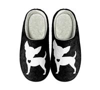 POLERO Chihuahua Slipper for Dog Lovers Cute Dogs House Slipper Black and White Warm Winter Slippers, 40-41EU
