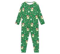 POLERO Christmas Frog Pyjamas Kids Pjs Set for Boys Festival Printed Long Sleeve Sleepwear Holiday Organic Pajamas with Pants Size 11-12