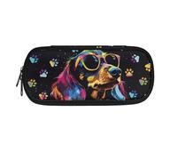 POLERO Cool Dachshund Pencil Case Boys School Supplies Sausage Dog Pen Holder Paws Pencil Pouch with Compartments
