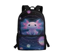 POLERO Cute Axolotl Backpack School Bags for Girls Kids Space Rucksack Solar System Backpacks