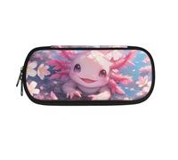 POLERO Cute Axolotl Pencil Case for Girls School Stationery Pencil Holder Cherry Blossom Animal Print Pen Box