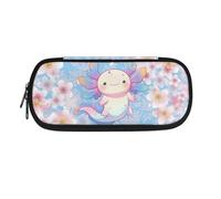 POLERO Cute Axolotl Pencil Case for Girls School Supplies Pen Case with Compartments Cherry Blossom Aesthetic Stuff
