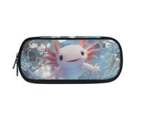 POLERO Cute Axolotl Pencil Case Kids Back to School Supplies Pencil Pouch with Pen Slots Zipper