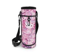 POLERO Cute Axolotl Water Bottle Holder for Girls Cherry Blossom Bottle Carrier Bag with Strap for School