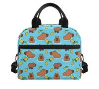 POLERO Cute Capybara Lunch Bag Small Insulated Lunch Box with Shoulder Strap for Back to School Kids