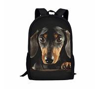 POLERO Cute Dachshund Backpack for Girls Boys Kids School Daypack Sausage Dog Lovers Rucksack 17"