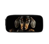 POLERO Cute Dachshund Pencil Case for Kids 3D Print Sausage Dog Pen Bag Zippered Desk Organizer Pouch for School Office