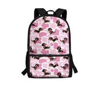 POLERO Cute Dachshund Rucksack for Kids Girls Back to School Backpack Heart Dog Print Bookbag Daypack