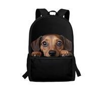POLERO Cute Dog Backpack Dachshund Rucksack Adults Daypack 17 inch Lightweight Casual Work School Bookbags