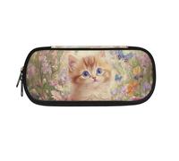 POLERO Cute Girls Cat Pencil Cases Tollder Back to School Supplies Zipper Pen Holder with Compartments