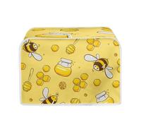 POLERO Cute Honey Bee Print 2 Slice Toaster Cover with Hook, Small Appliance Cover for Kitchen Machine Washable