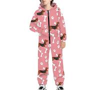 POLERO Dachshund Hoodie Onesie for Girls Cute Sausage Dog Pajama with Pokcet Zip Up Sports Tracksuit XL