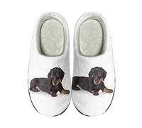 POLERO Dachshund Slippers for Dog Lovers Cute Sausage Dog Slippers for Home Winter Warm Fluffy Slippers, 39-40EU