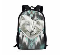 POLERO Dreamcatcher Wolf Backpack for Girls Boys Wolves Daypack School Rucksack 17" Travel Knapsacks