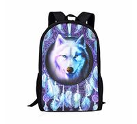 POLERO Dreamcatcher Wolf Backpack Kids School Rucksack Lightweight Backpack for Boys Girls for Casual Travel Shopping