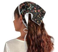 POLERO Floral Dragonfly Triangle Hair Scarf for Women Vintage Headbands Bandanas Chiffon Head Kerchief Tie Knotted Headscarf for Party