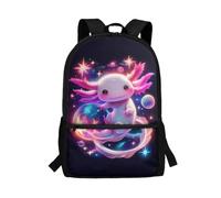 POLERO Galaxy Axolotl Backpack for School Bags Space Planet Rucksack for Girls Back to School Book Bag