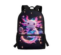 POLERO Galaxy Backpack Axolotl School Bag for Girls Cute Space Backpack Planet Rucksack Lightweight