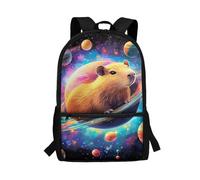 POLERO Galaxy Capybara Backpack Space School Bags for Back to School Kids Planet Rucksack with Front Pocket