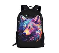 POLERO Galaxy Wolf Backpack for Boys Girls Lightweight School Bookbag Travel Rucksack Bags