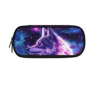 POLERO Galaxy Wolf Pencil Case for Girls Secondary School Stationery Pen Holder Zipper Pencil Pouch with Compartments