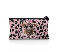 POLERO Highland Cow Pencil Case for Girls Kawaii Pencil Pouch Slim Soft Fabric Pen Box Floral School Supplies