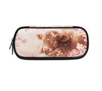 POLERO Highland Cow Pencil Case for Girls Secondary School Supplies Floral Pencil Pouch Cute Aesthetic Pen Box
