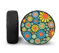 POLERO Hippie Flower Daisy Wheel Cover for Car Dust-proof Spare Tire Cover for 14-19 inch Wheel Tire Case