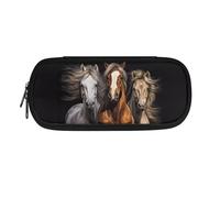 POLERO Horse Pencil Case for Girls Back to School Supplies Pen Holder Zipper Pencil Pouch with Compartments