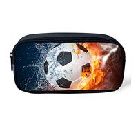 POLERO Kids Pencil Case Water Fire Football Print Pen Bag Boys Stationery Pouch School Supplies Bags