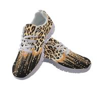 POLERO Leopard Print Shoes for Women Running Shoes for Women Lace Up Lightweight Sneakers EU40