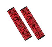 POLERO Red Leopard Auto Seatbelt Pads 2pcs Car Seat Shoulder Strap Covers Cheetah Print Car Accessories