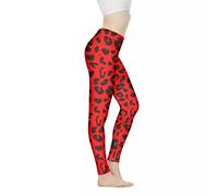 POLERO Red Leopard Leggings Womens Tights for Workout Tummy Control Yoga Pants Cheetah Print Yoga Leggings Size S
