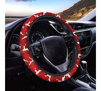 POLERO Reindeer Steering Wheel Cover for Auto Christmas Car Steering Wheel Cushion Red Xmas Car Decor Accessories