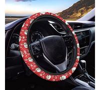POLERO Santa Car Steering Wheel Cover for Women Men Christmas Auto Steering Wheel Cushion Red Xmas Car Accessories