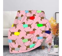 POLERO Sausage Dog Blanket for Dog Lovers Cute Dachshund Throw Blankets for Sofa Bed Throws for Bedroom Size L