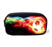 POLERO Soccer Pencil Case for Boys Girls Fire Football Pen Bags Kids School Desk Organizer Pen Pouch