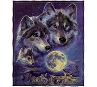POLERO Soft Flannel Throw Blanket for Beds Double Fuzzy Fleece Blankets Throw for Living Room Adults Kids, Wolf Print (130x150cm