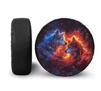 POLERO Spare Wheel Tire Cover for Travel Trailer Camper Truck SUV Car Wheel Cover Galaxy Wolf Print Accessories