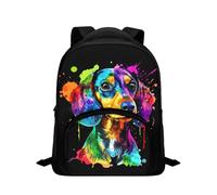 POLERO Splash Painting Dachshund Backpack for Toddler Sausage Dog Lovers School Bag Kids Kindergarten Bookbag