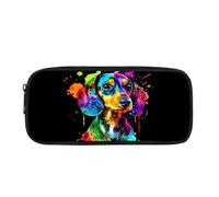 POLERO Splash Painting Dachshund Pencil Case for Sausage Dog Lovers Pen Bag for School Office Pencil Holder