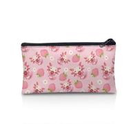 POLERO Strawberry Axolotl Pencil Case for Girls Cute Pen Pouch Slim Storage Bag for Back to School