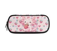 POLERO Strawberry Axolotl Pencil Case for Girls Toddler Kids Back to School Pencil Storage Cute Pen Holder