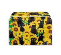 POLERO Sunflower Black Cat Print Toaster Cover 4 Slice Toaster Bag, Cute Kitchen Small Appliance Dust Covers